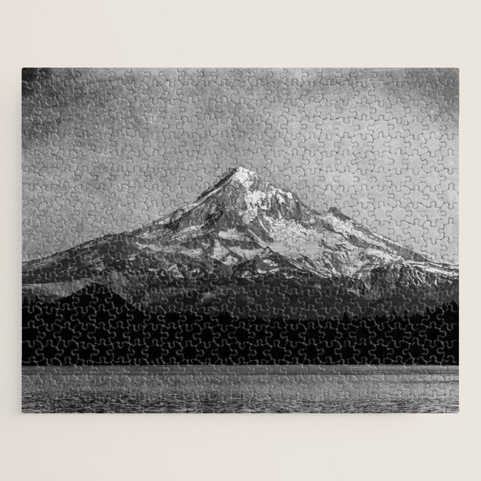 Mt Hood Black and White Vintage Nature Photography Jigsaw Puzzle Gallery Image 1
