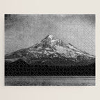 Mt Hood Black and White Vintage Nature Photography Jigsaw Puzzle Gallery Image 1