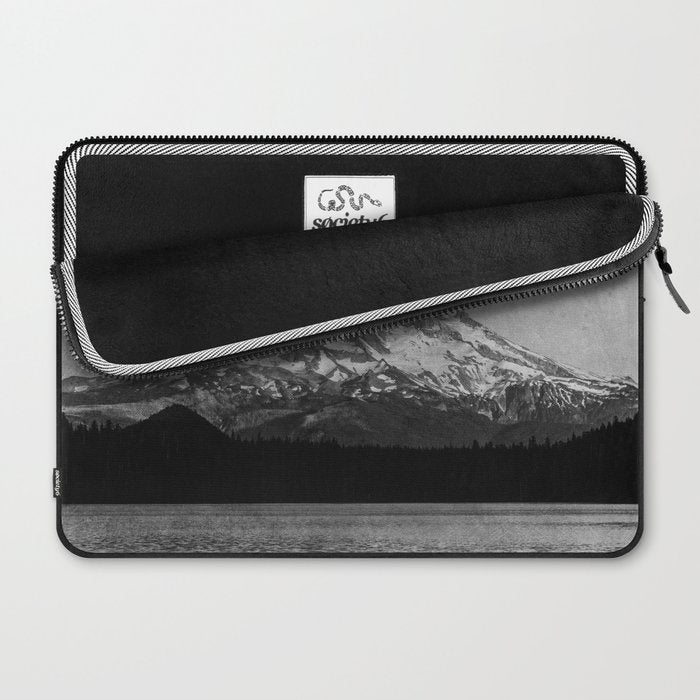 Mt Hood Black and White Vintage Nature Photography Laptop Sleeve Gallery Image 2
