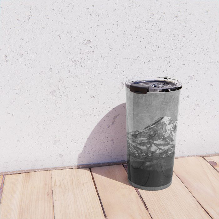 Mt Hood Black and White Vintage Nature Photography Travel Mug Gallery Image 4