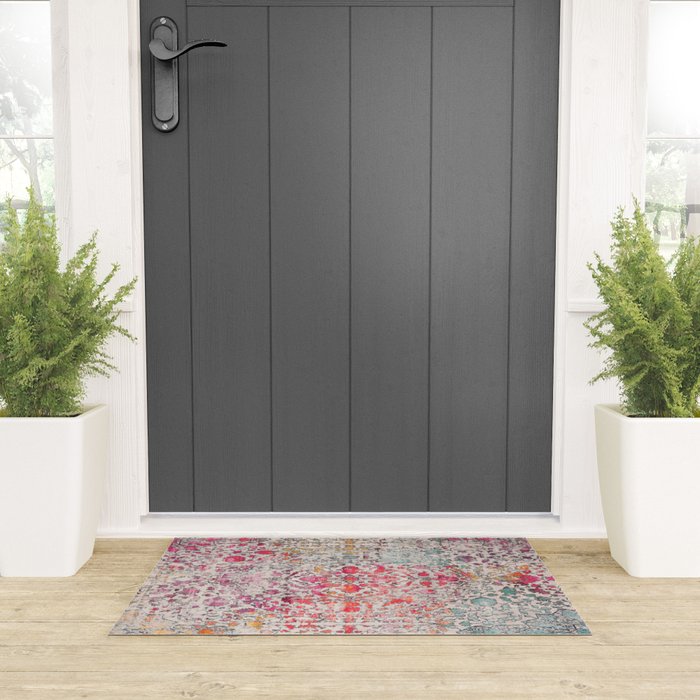 N258 - Vintage Glam Farmhouse Boho Traditional Floral Moroccan Style Welcome Mat Gallery Image 3