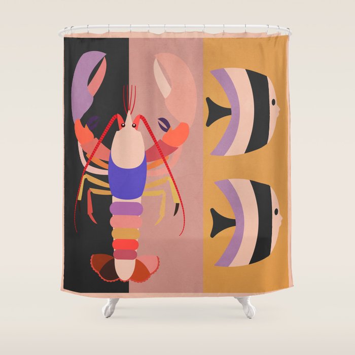 Abstract Marine Life Shower Curtain Gallery Image 1