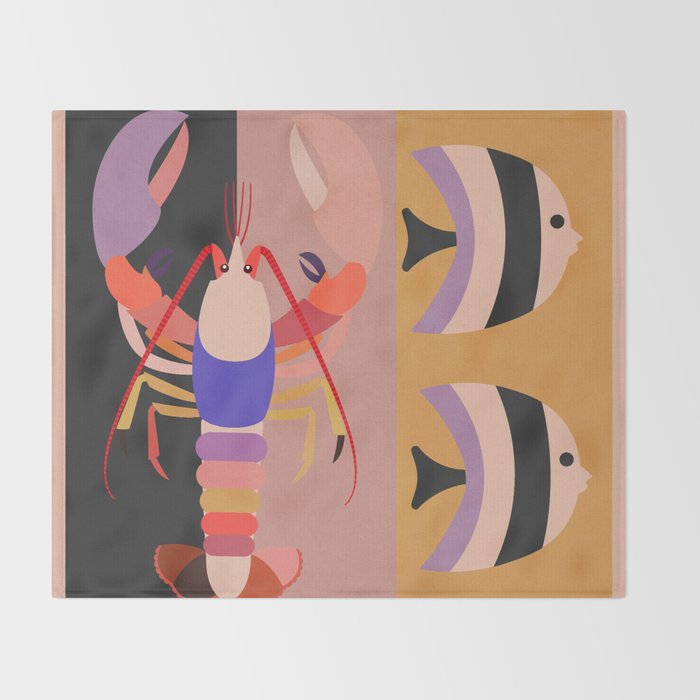 Abstract Marine Life Throw Blanket Gallery Image 2