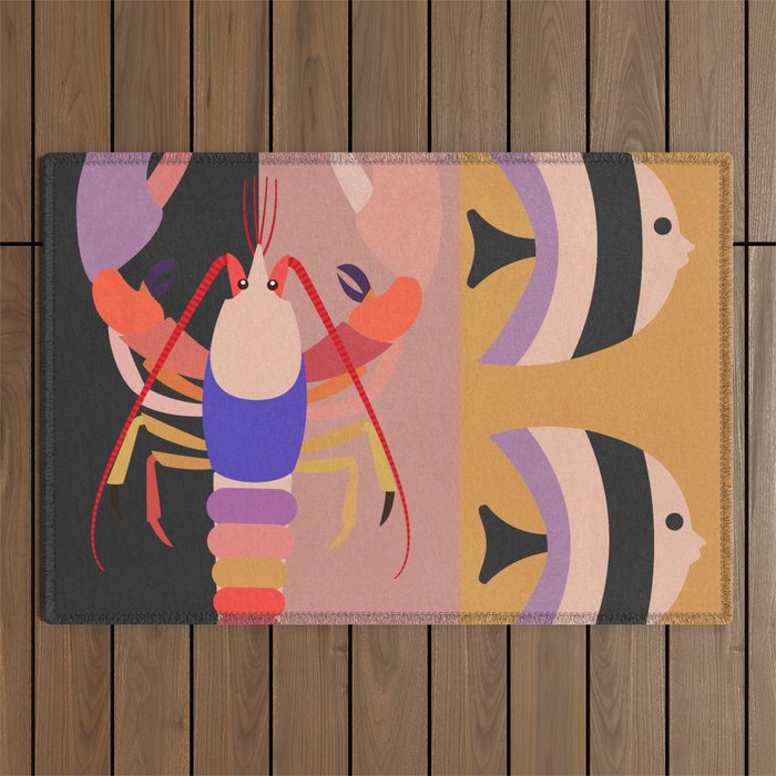 Abstract Marine Life Outdoor Rug Gallery Image 1