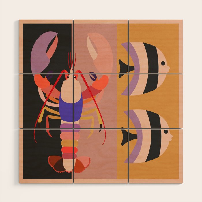 Abstract Marine Life Wood Wall Art Gallery Image 1