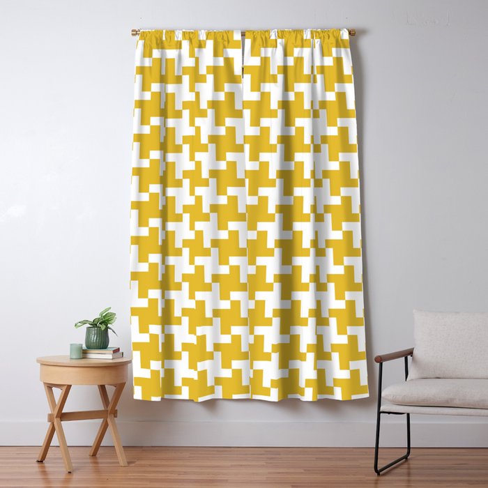 Houndstooth Pattern Mustard Yellow Window Curtain Gallery Image 5