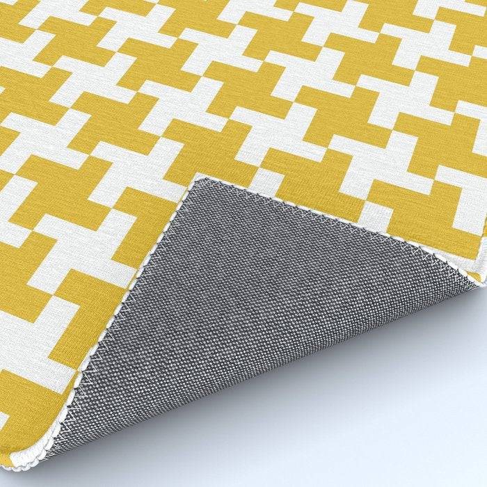 Houndstooth Pattern Mustard Yellow Rug Gallery Image 4