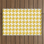 Houndstooth Pattern Mustard Yellow Outdoor Rug Gallery Image 1