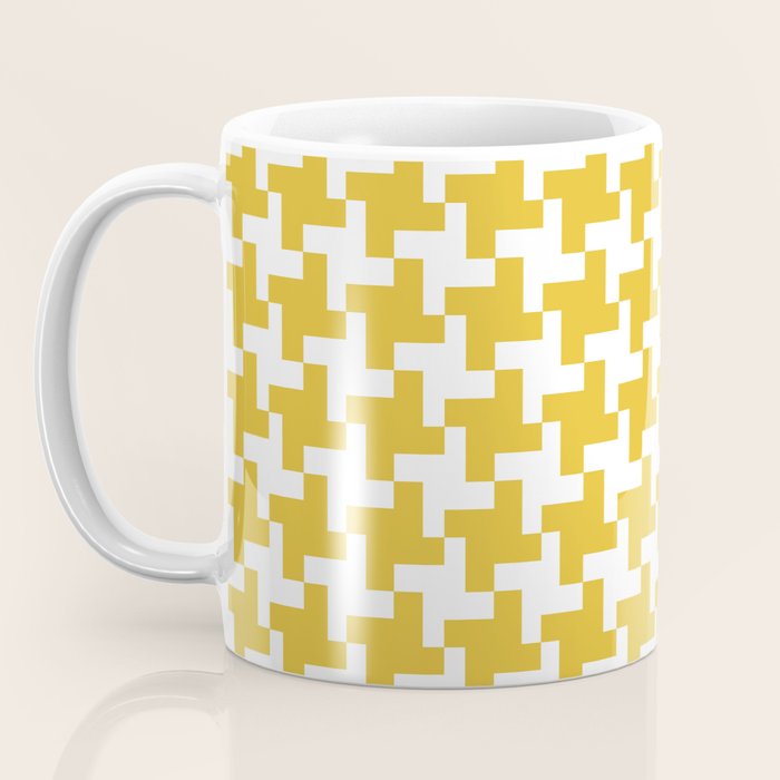 Houndstooth Pattern Mustard Yellow Coffee Mug Gallery Image 3