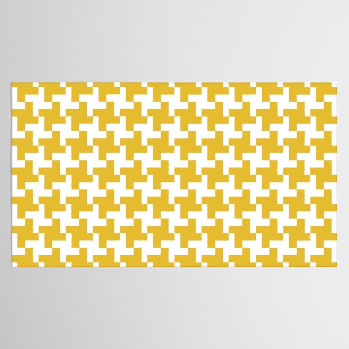Houndstooth Pattern Mustard Yellow Tablecloth Gallery Image 2