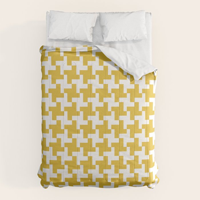 Houndstooth Pattern Mustard Yellow Comforter Gallery Image 6