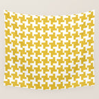 Houndstooth Pattern Mustard Yellow Wall Tapestry Gallery Image 4