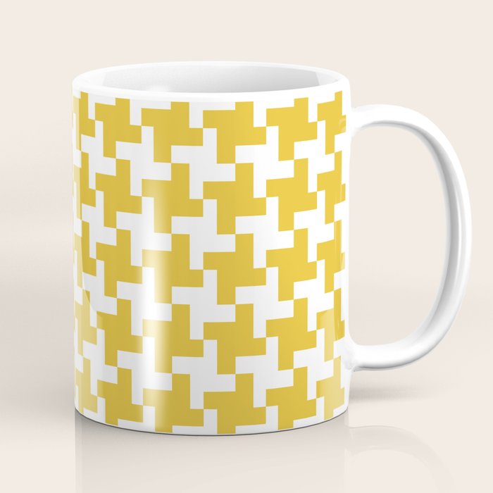 Houndstooth Pattern Mustard Yellow Coffee Mug Gallery Image 1