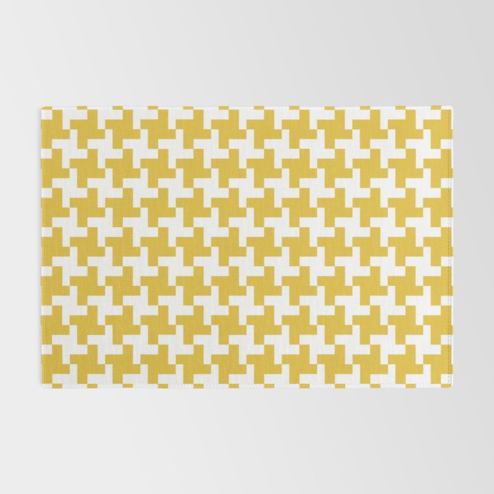 Houndstooth Pattern Mustard Yellow Rug Gallery Image 2