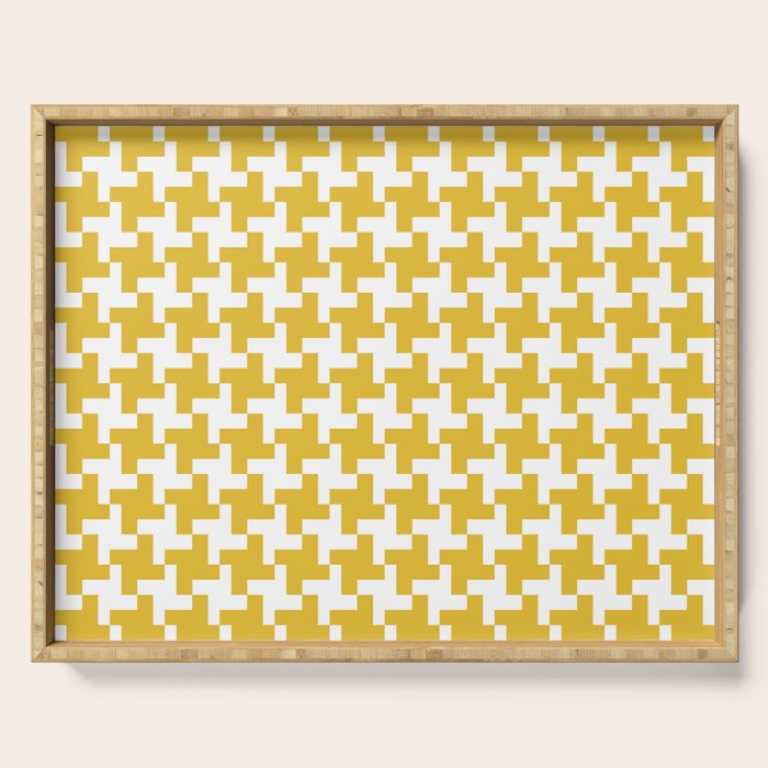 Houndstooth Pattern Mustard Yellow Serving Tray Gallery Image 1