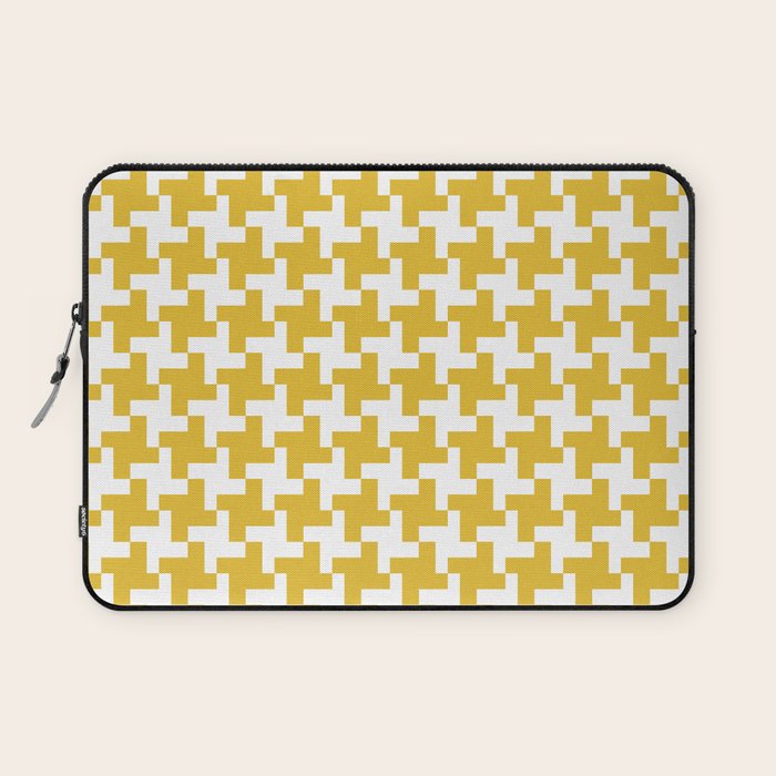 Houndstooth Pattern Mustard Yellow Laptop Sleeve Gallery Image 1