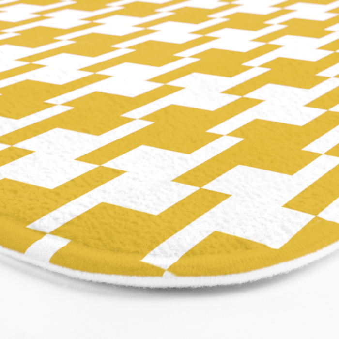 Houndstooth Pattern Mustard Yellow Bath Mat Gallery Image 3