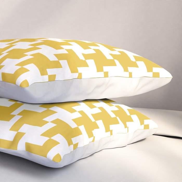 Houndstooth Pattern Mustard Yellow Pillow Sham Gallery Image 3