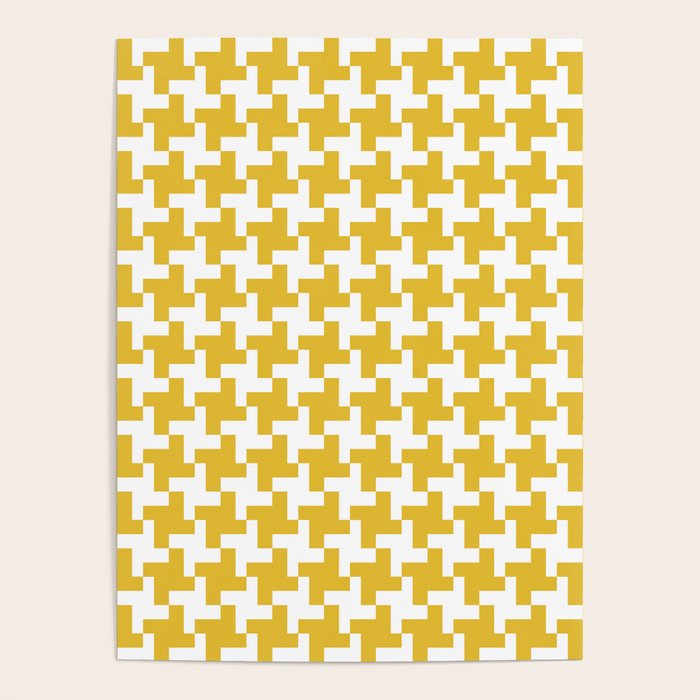 Houndstooth Pattern Mustard Yellow Poster Gallery Image 1