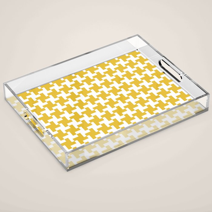 Houndstooth Pattern Mustard Yellow Acrylic Tray Gallery Image 1