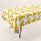 Houndstooth Pattern Mustard Yellow Tablecloth Gallery Image 1