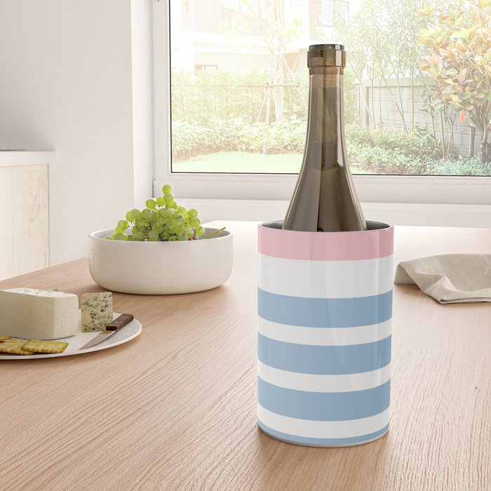 Mixed Stripe Pattern in Baby Blue, Pink, and White Wine Chiller Gallery Image 4
