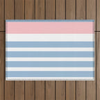 Mixed Stripe Pattern in Baby Blue, Pink, and White Outdoor Rug Gallery Image 1