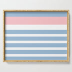 Mixed Stripe Pattern in Baby Blue, Pink, and White Serving Tray Gallery Image 1