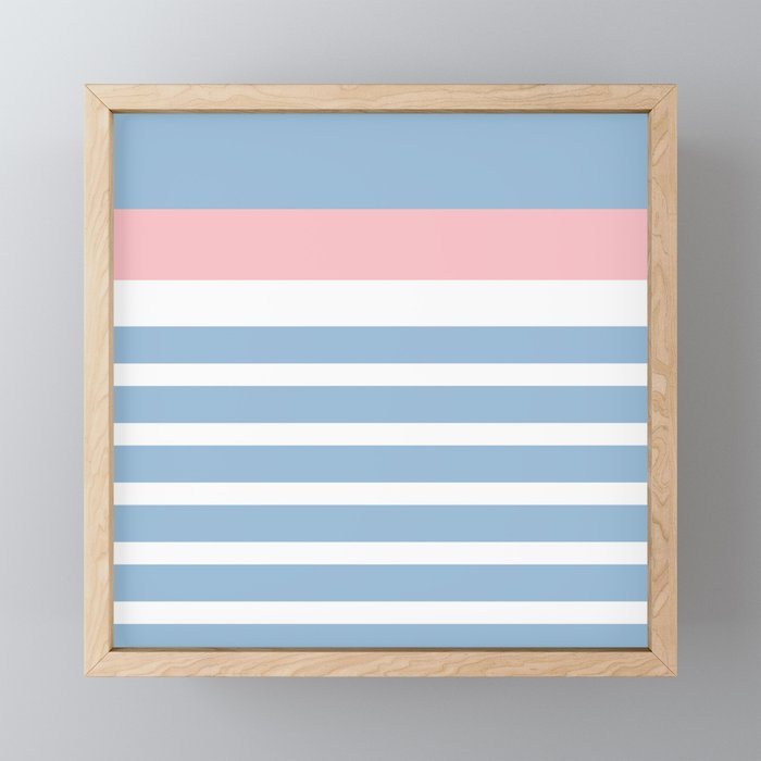 Mixed Stripe Pattern in Baby Blue, Pink, and White Mini Art Print Gallery Image 1