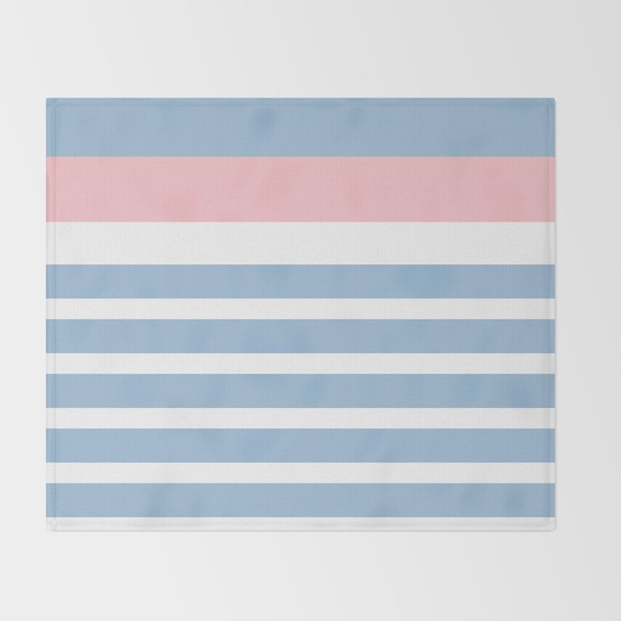 Mixed Stripe Pattern in Baby Blue, Pink, and White Throw Blanket Gallery Image 2