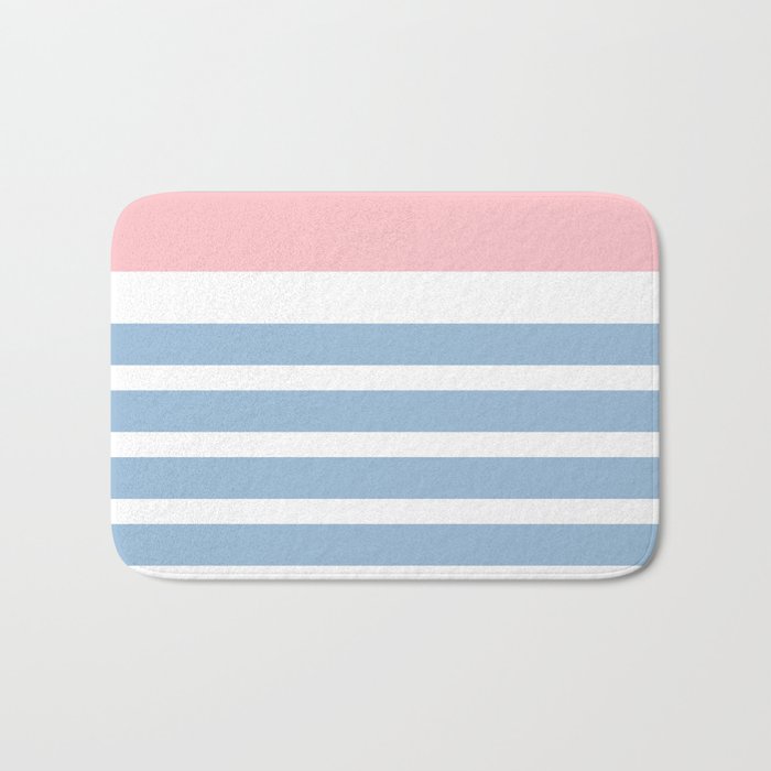 Mixed Stripe Pattern in Baby Blue, Pink, and White Bath Mat Gallery Image 1
