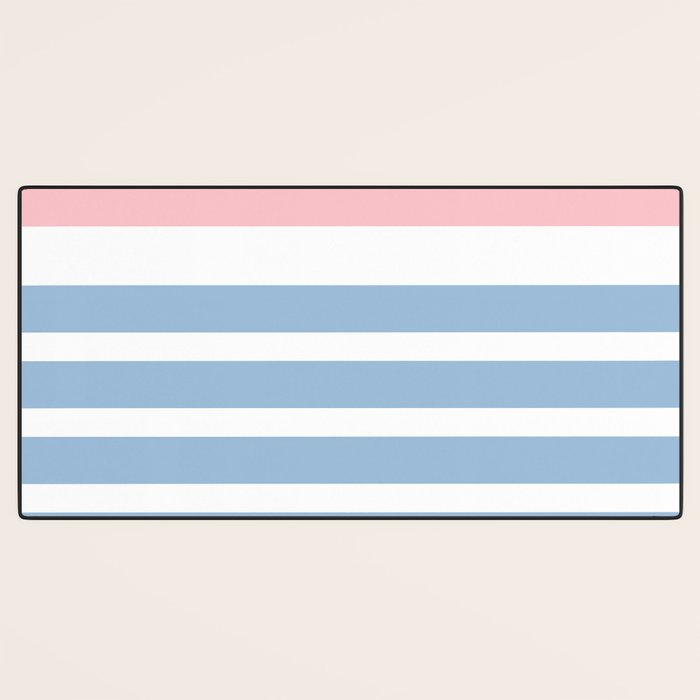 Mixed Stripe Pattern in Baby Blue, Pink, and White Desk Mat Gallery Image 3