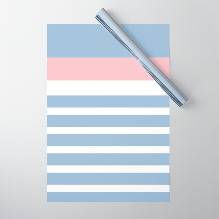 Mixed Stripe Pattern in Baby Blue, Pink, and White Wrapping Paper Gallery Image 1