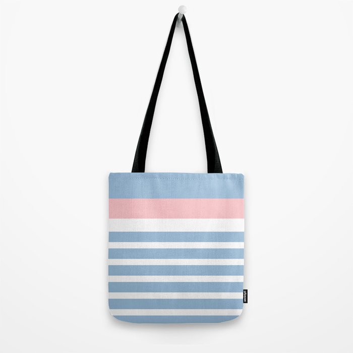 Mixed Stripe Pattern in Baby Blue, Pink, and White Tote Bag Gallery Image 2