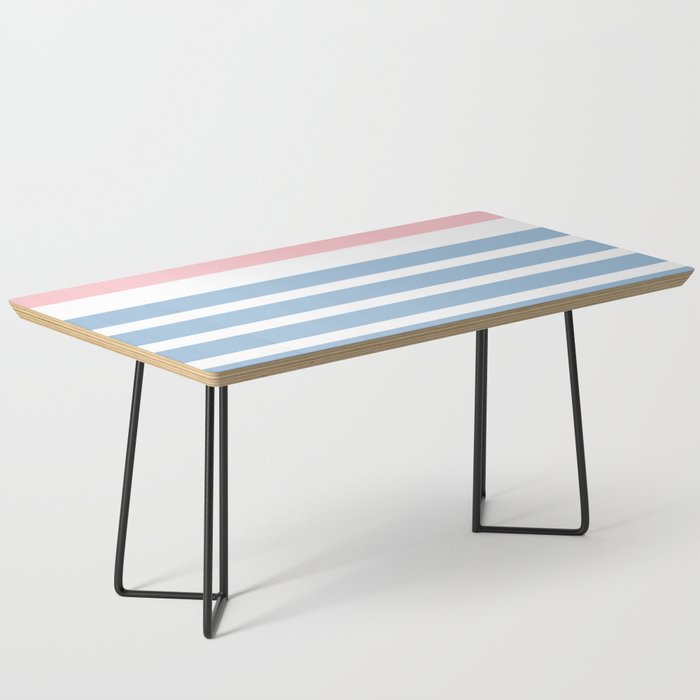 Mixed Stripe Pattern in Baby Blue, Pink, and White Coffee Table Gallery Image 1