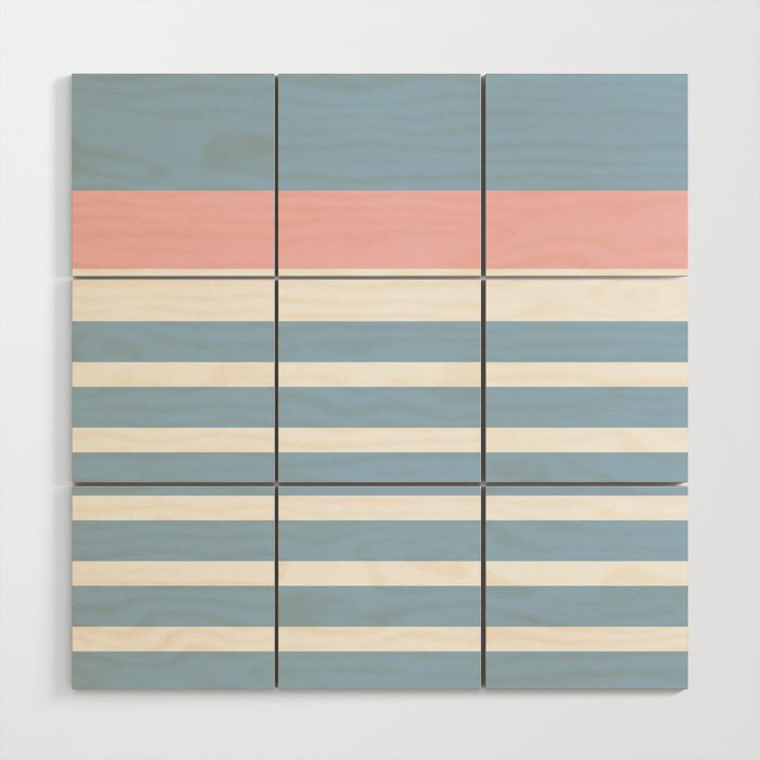 Mixed Stripe Pattern in Baby Blue, Pink, and White Wood Wall Art Gallery Image 1