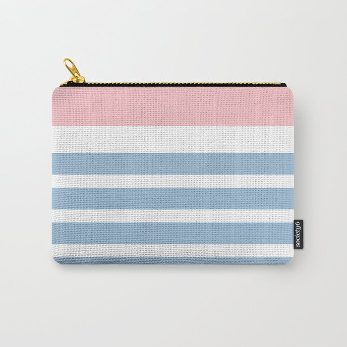 Mixed Stripe Pattern in Baby Blue, Pink, and White Carry All Pouch Gallery Image 1
