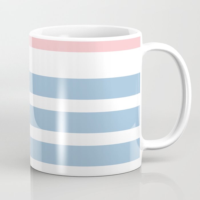 Mixed Stripe Pattern in Baby Blue, Pink, and White Coffee Mug Gallery Image 1