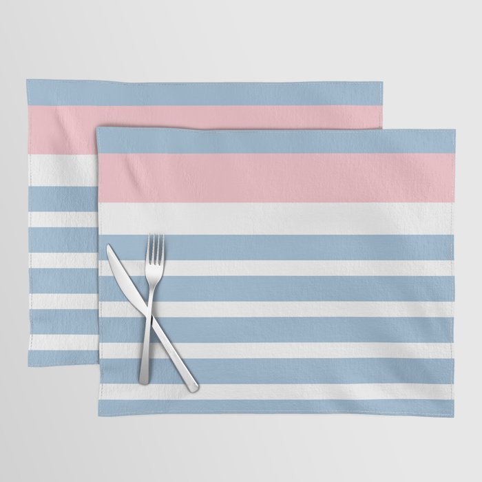 Mixed Stripe Pattern in Baby Blue, Pink, and White Placemat Gallery Image 1
