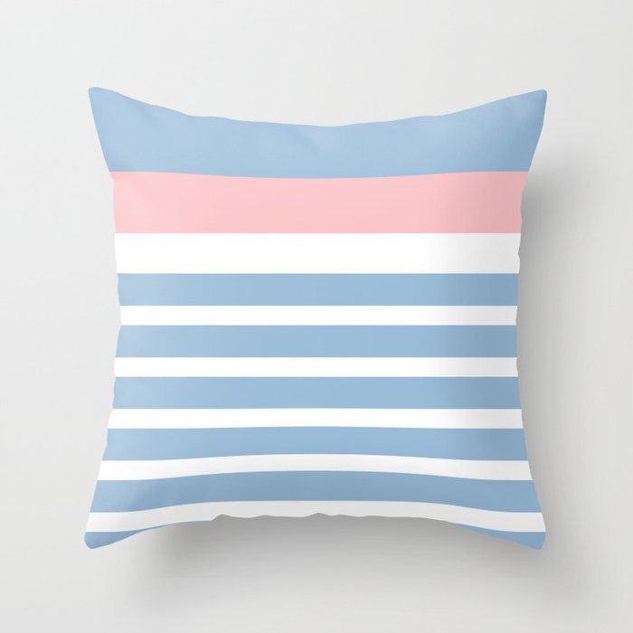Mixed Stripe Pattern in Baby Blue, Pink, and White Throw Pillow Gallery Image 6
