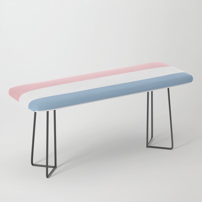 Mixed Stripe Pattern in Baby Blue, Pink, and White Bench Gallery Image 1