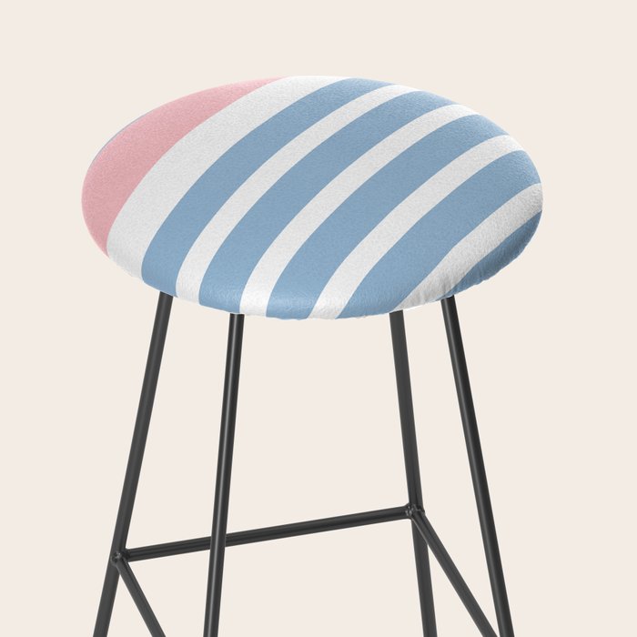 Mixed Stripe Pattern in Baby Blue, Pink, and White Stool Gallery Image 2