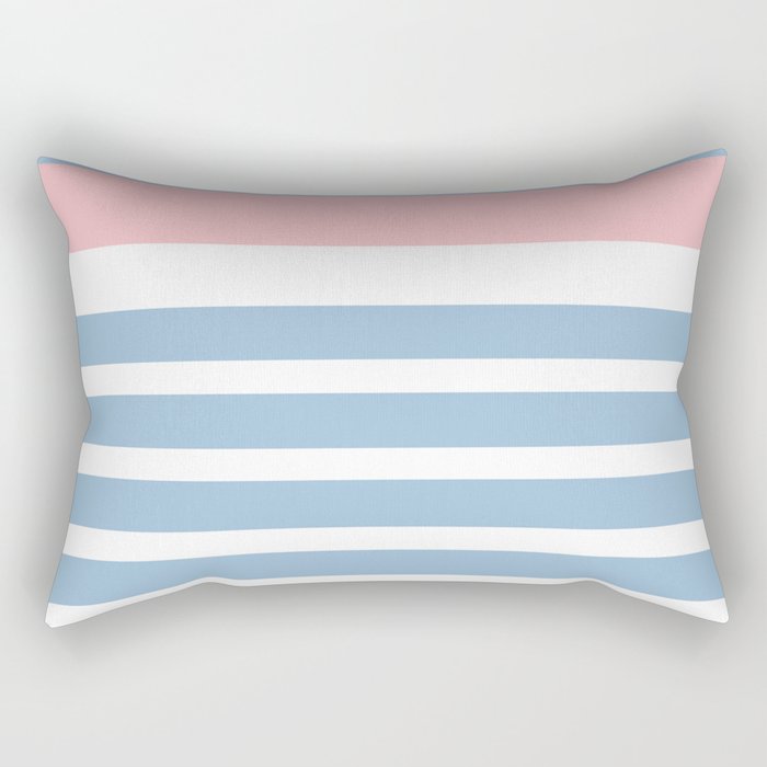 Mixed Stripe Pattern in Baby Blue, Pink, and White Rectangular Pillow Gallery Image 1