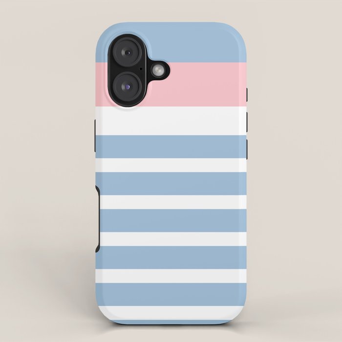 Mixed Stripe Pattern in Baby Blue, Pink, and White iPhone Case Gallery Image 1