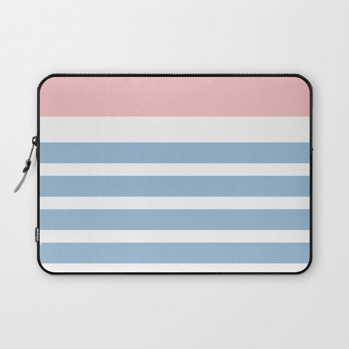 Mixed Stripe Pattern in Baby Blue, Pink, and White Laptop Sleeve Gallery Image 1