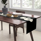 Mid Century Modern Organic Abstraction 235 Black and Ivory White Table Runner Gallery Image 2