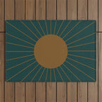 Minimal Sunrays - Teal Outdoor Rug Gallery Image 1