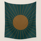 Minimal Sunrays - Teal Wall Tapestry Gallery Image 4
