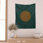 Minimal Sunrays - Teal Wall Tapestry Gallery Image 2