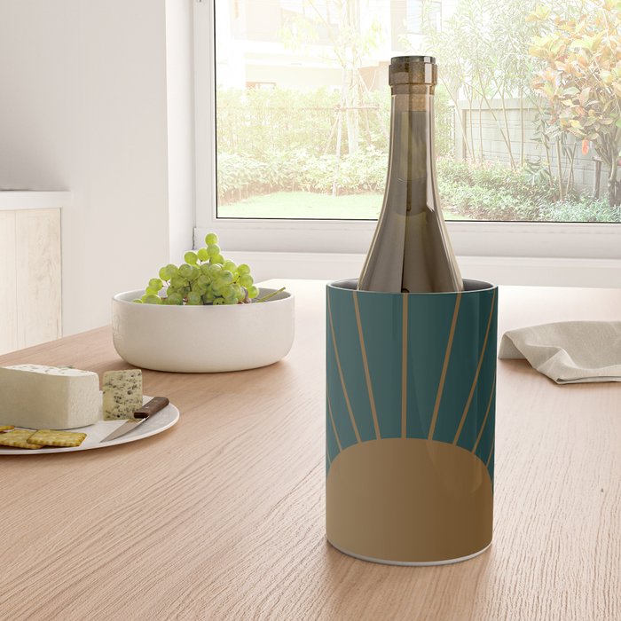 Minimal Sunrays - Teal Wine Chiller Gallery Image 4